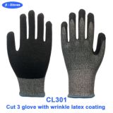 Cut 3 Gloves with Wrinkle Latex Coating (CL301)
