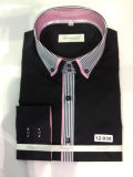 Men's Business Long Sleeve Contrast Collar&Placket Cotton Shirt