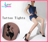 Fashion Sexy 15D Ultrathin Cat Tattoo Ankle Cartoon Tights Pantyhose Silk Socks Stockings for Lady (SR-1091)