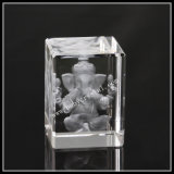 3D Laser Crystal Engraving Ganesha Statue Religious Souvenir Gift 3 Inch Tall (ND-1010)