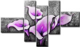 Handmade Purple Modern Flower Canvas Oil Painting
