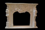 White Marble Carved Fireplace with Child Angel Carving