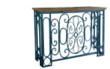 Console Table with Metal Scroll