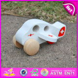 2015 Car Ambulance Vehicle Toys for Kids, Small Wooden Hospital Car Toy for Children, Mini White Wooden Toy Car for Baby W04A143