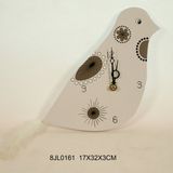 Wooden Bird-Shaped Wall Clock in MDF