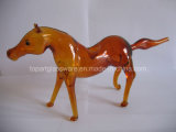 Amber Horse Glass Smoking Pipe, Murano Art Glass Animal