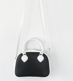 White & Black Mini PU Leather Shoulder Satchel Bag