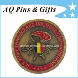 3D Military Coin in Antique Gold with Soft Enamel