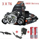 3PCS CREE T6 LED Rechargeable Headlamp