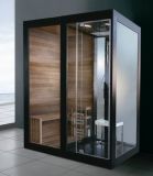 Luxury Black Aluminium Framed Solid Wood Sauna Room and Steam Room Combination (M-8287)