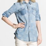 100% Cotton Women's Denim Casual Shirt (WXW021)