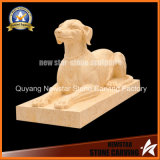 Decoration Stone Animal Sculpture Beige Marble Dog Gift