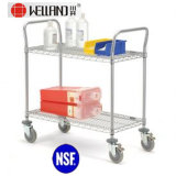 NSF Adjustable Chrome Metal Service Trolley for Hospital (TR754590A3CW)