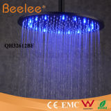 12 Inch Self Powered LED Shower Head Round Matte Black Bathroom Rainfall Top Shower Head