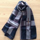 Printed Silk Wool Scarf in Grid Pattern