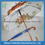 Wooden Automatic Printed Promotional Gift Rain Umbrellas