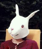 White Latex Rabbit Head Mask/Rabbit Carnival Mask