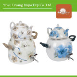 Belly Shape Enamel Teapot with Faucet Ceramic Kettle Set (BY-2307)