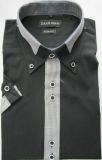 Men Qulity Cotton Short Sleeve Shirt in Black&Grey Color