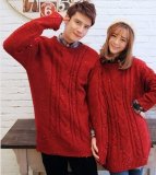 Cotton and Linen Red Thicken Lover's Knitted Sweater Garment