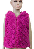Diamond Pattern Fake Fur Vest for Girl Winter Wear