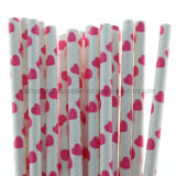 Biodegradable Pink Heart Paper Drinking Straws for Baby Shower