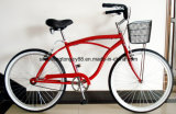 Red Men Beach Cruiser Bicycle with Front Black Basket (SH-BB040)
