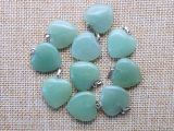 Fashion Jewelry Natural Stone Pendants, 20 Mm Heart, Green Jade
