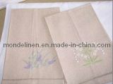 Natural Style Linen Tea Towel with Embroidery (TT-013)