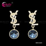 Popular Design Earring Jewellery with Blue Crystal