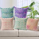 70%P+30%C Faux Linen Transfer Printed Chevron Pillow (SCU-009)