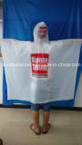 Adult Disposable White PE Poncho with Customer' S Logo for Promotion