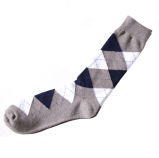 Men's Cotton Crew Stockings Socks with Check Pattern (MA026)