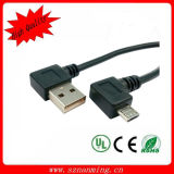 Black USB to Right Angle Microusb Cable