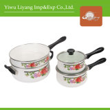 Bakelite Handle Milk Pot and Pan Cast Iron Enamel Cookware Kitchen Cooking Pot (BY-1308)