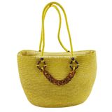 Yellow Straw Beach Bag, Large Tote