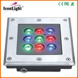 RGB Warm White Squre 9watt LED Inground Light for Country Yard Outdoor Lighting (ICON-D009-9)