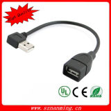 USB 2.0 Left 90 Degree Male to Female Extender Cable - Black