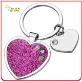 Bling Heart Metal Key Chain with Glitter Finish