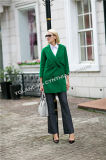 Fashion Women's Wool Coat/Upper Pockets Double Breasted Suit Collar Green Wool Coat/Women's Clothing/Winter Outer Wear