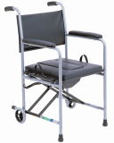 PVC Seat and Back with Two Wheel Commode Chair