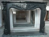 Retro Style Black Marble Carved Fireplace