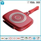 Die Cast Aluminum Non Stick Double Sided Fry Pan-Red
