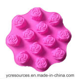 12 Even of Piece, Rose Design Cake Mould, Silicone