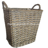 Natural Painted Willow Handled Laundry Basket