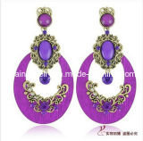 Spring Fashion Jewelry Earrings/ Noble Purple Plated with Antique Copper Bronze Water Drop Shape