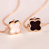 Four Leaf Clover 18k Color Gold Rose Gold Necklace Female Short Design Chain Accessories Fashion