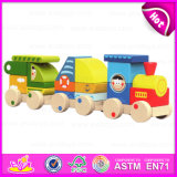 2015 Colorful Wooden Toy Blocks Train for Kids, Fashionable Children 18PCS Wooden Toy Train, Lovely Baby Wooden Toy Train W05c014