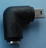 5.5X2.1mm Female to Mini USB Male 90degrees, DC Plug for Laptop; Mobile; Tablet, Mini USB Connector