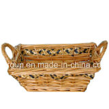 Natural Color Painting Handled Willow Basket